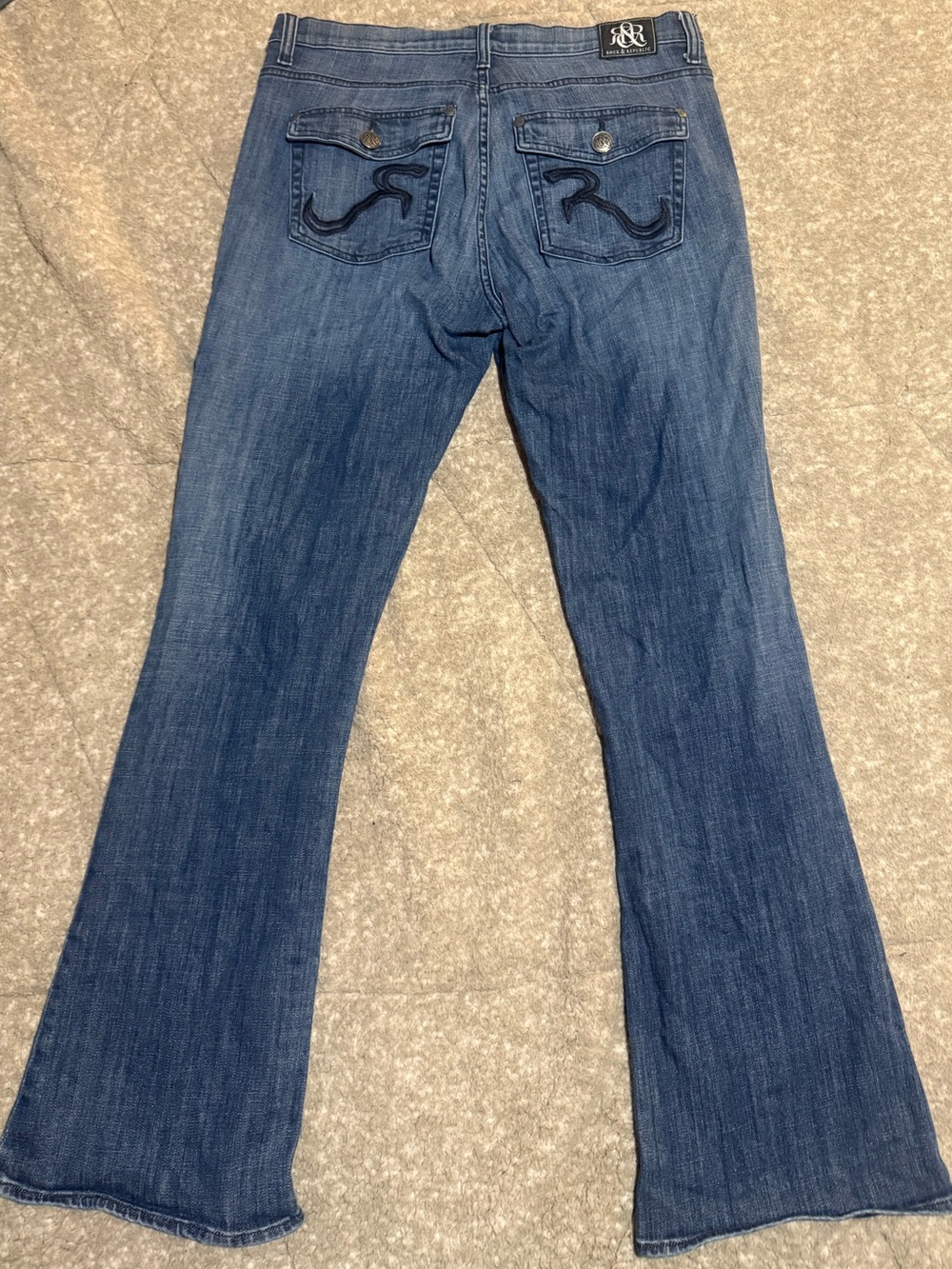 Rock & Republic Dark Blue Flare Jeans with Embroidered Back Pockets